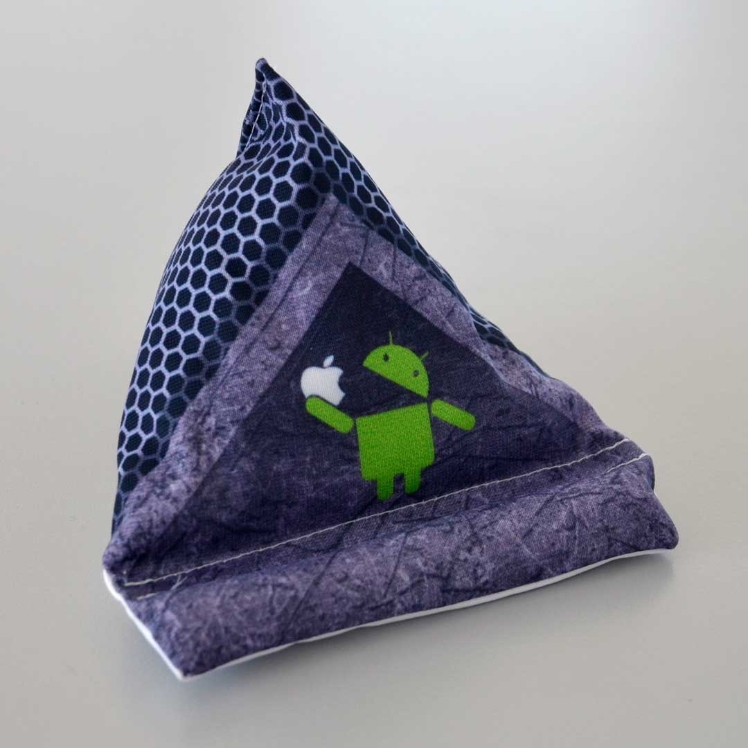 Handy-Sitzsack mit bedrucktem grünem Android-Symbol und Apple-Symbol